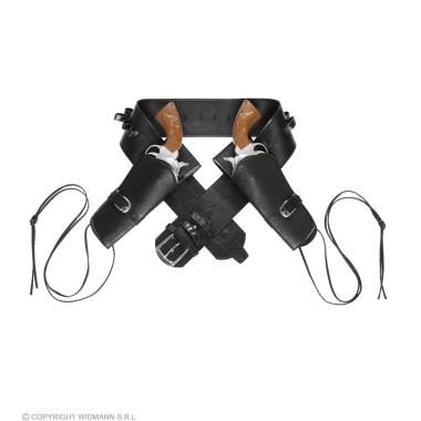 Cinturone cowboy fonfina 2 posti similpelle nero