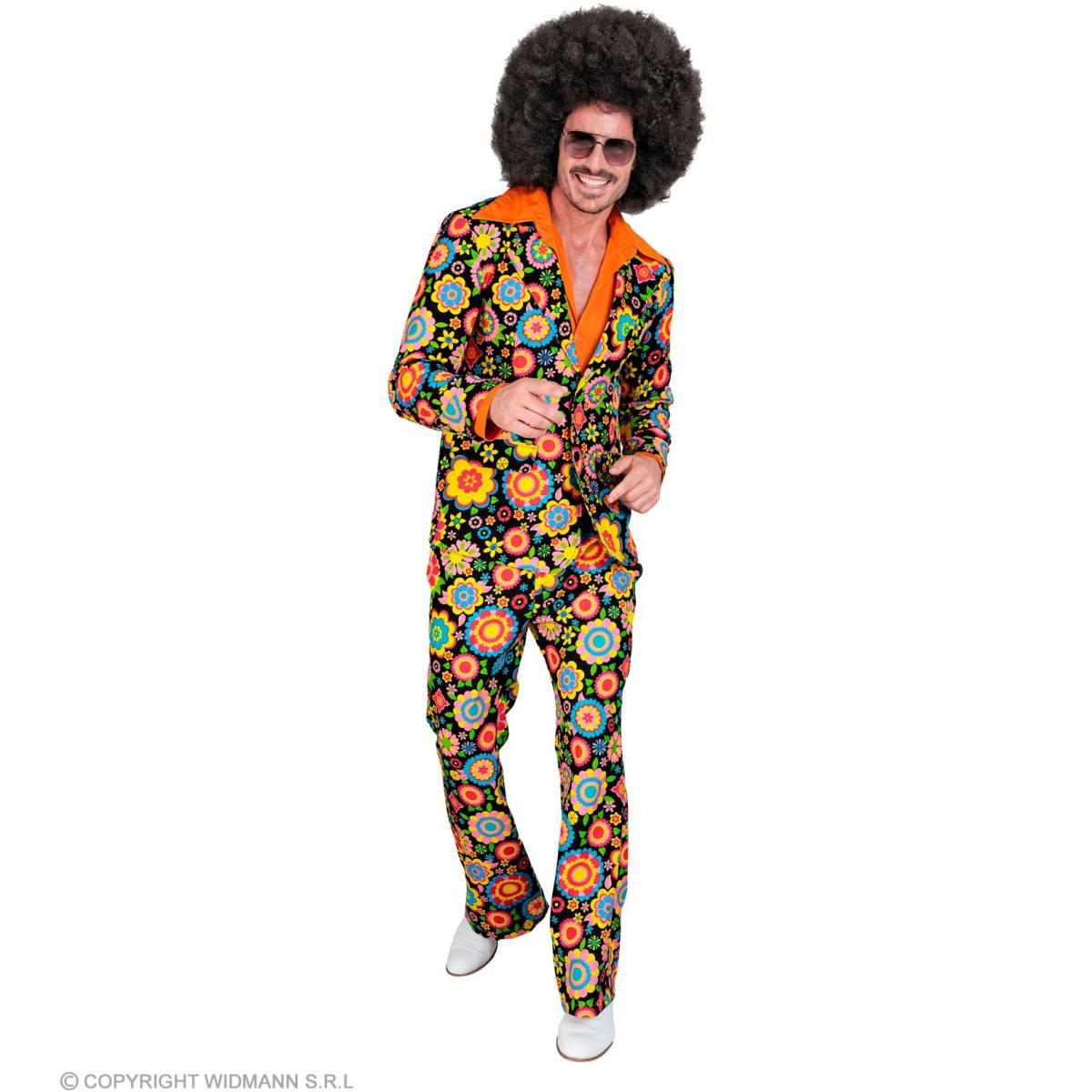 Costume completo anni 70 nero fiori