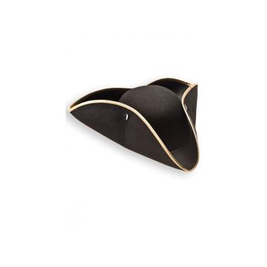 Cappello tricorno nero bordo oro feltro