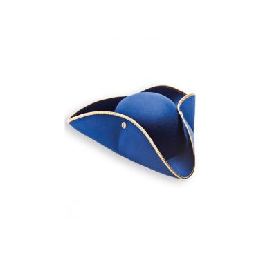 Cappello tricorno blu bordo oro feltro