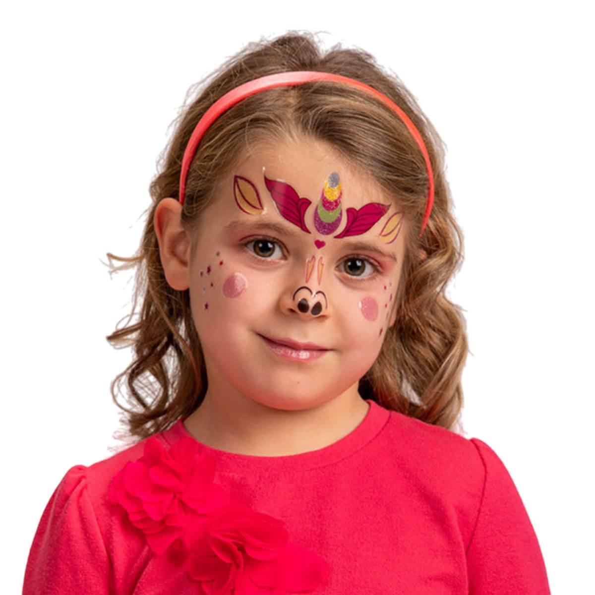 Trucco decorazioni adesive viso unicorno