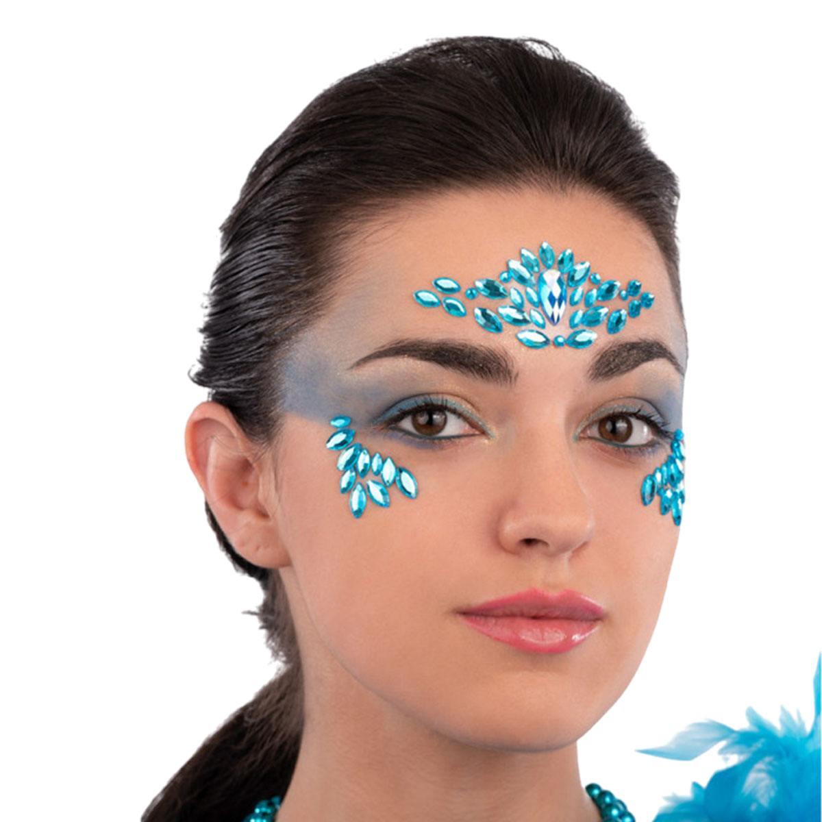 Trucco decorazioni adesive viso crystal azzurre
