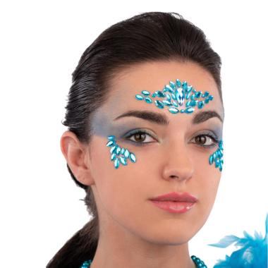 Trucco decorazioni adesive viso crystal azzurre