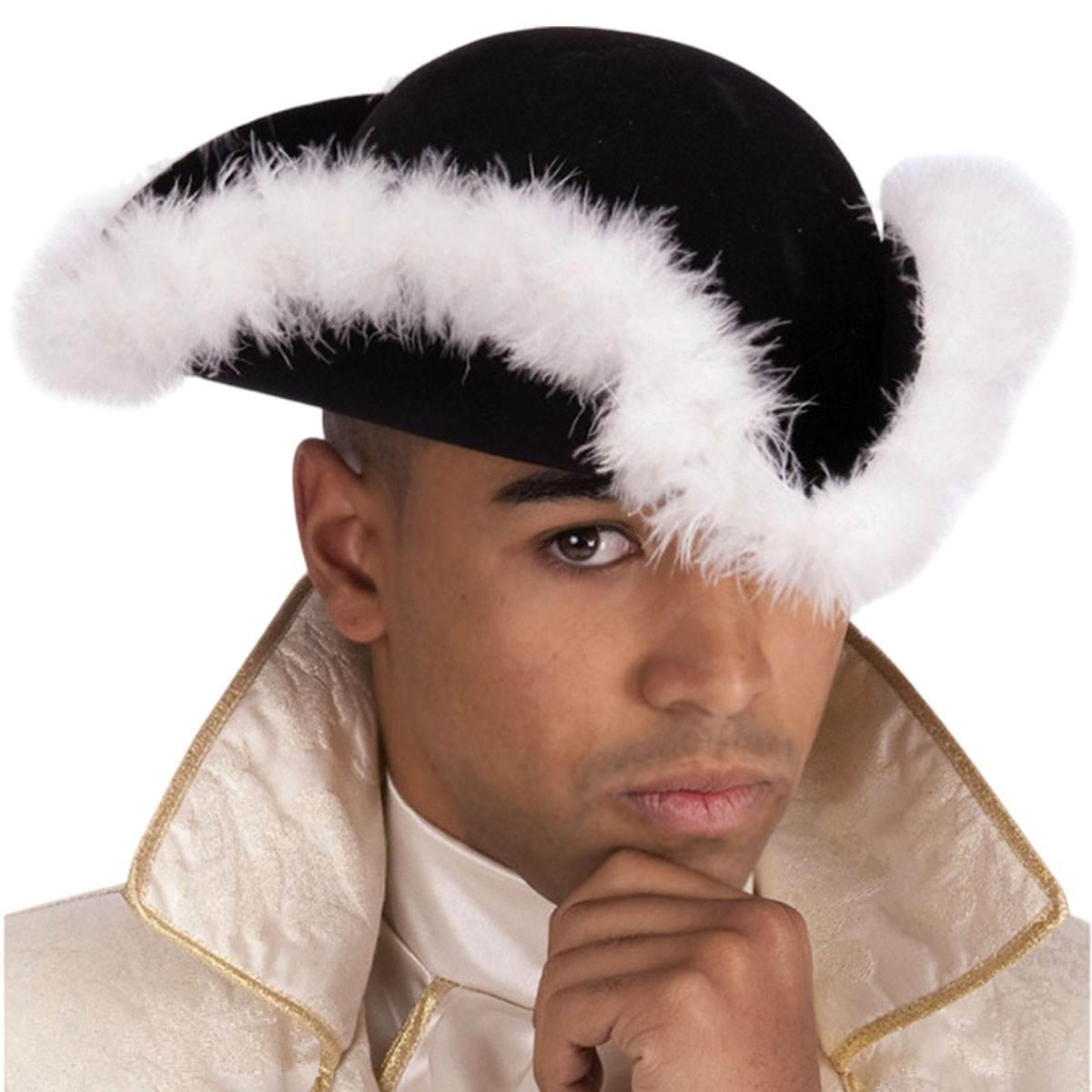 Cappello tricorno nero marabout