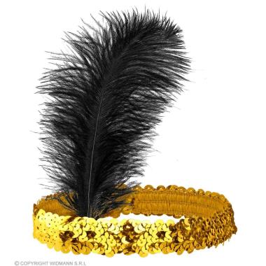 Fascia capelli charleston oro paillettes piuma