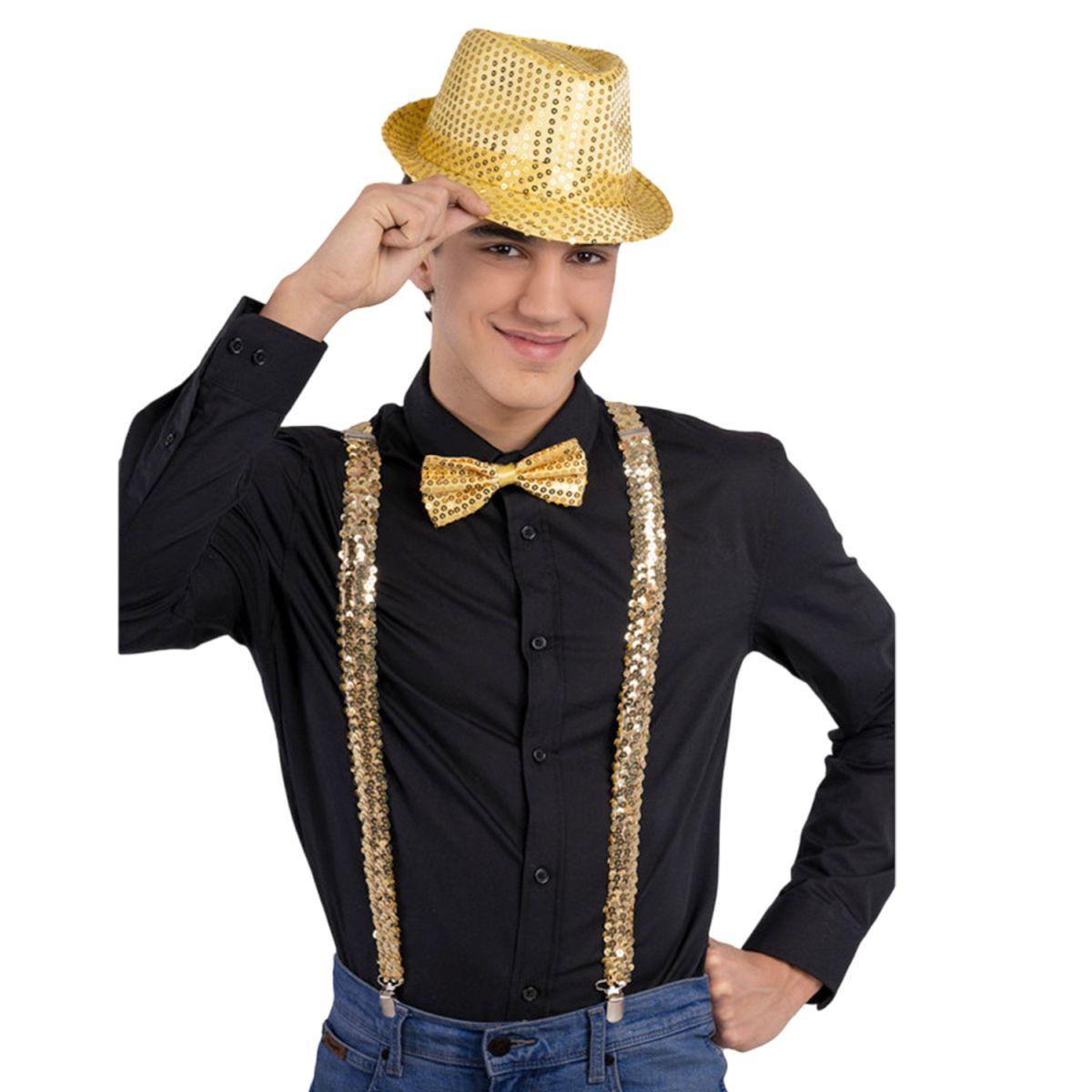 Cappello dance oro bretelle papillon Set 3 pz