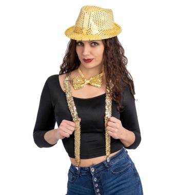 Cappello dance oro bretelle papillon Set 3 pz
