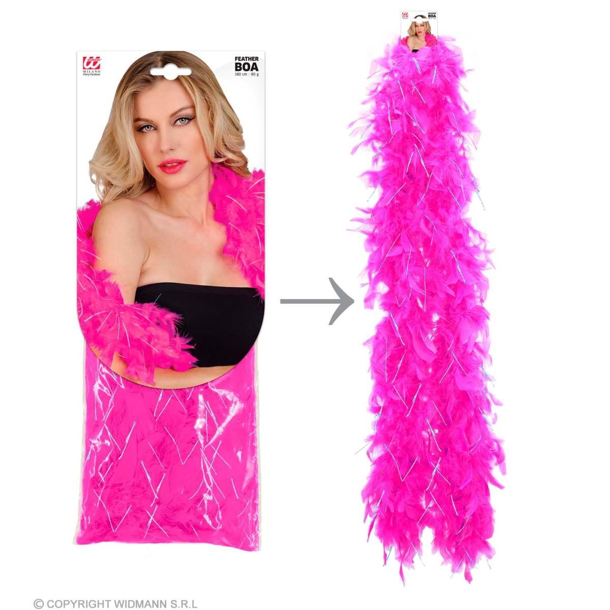 Boa di piume extra lusso fucsia lamé argento 80 gr