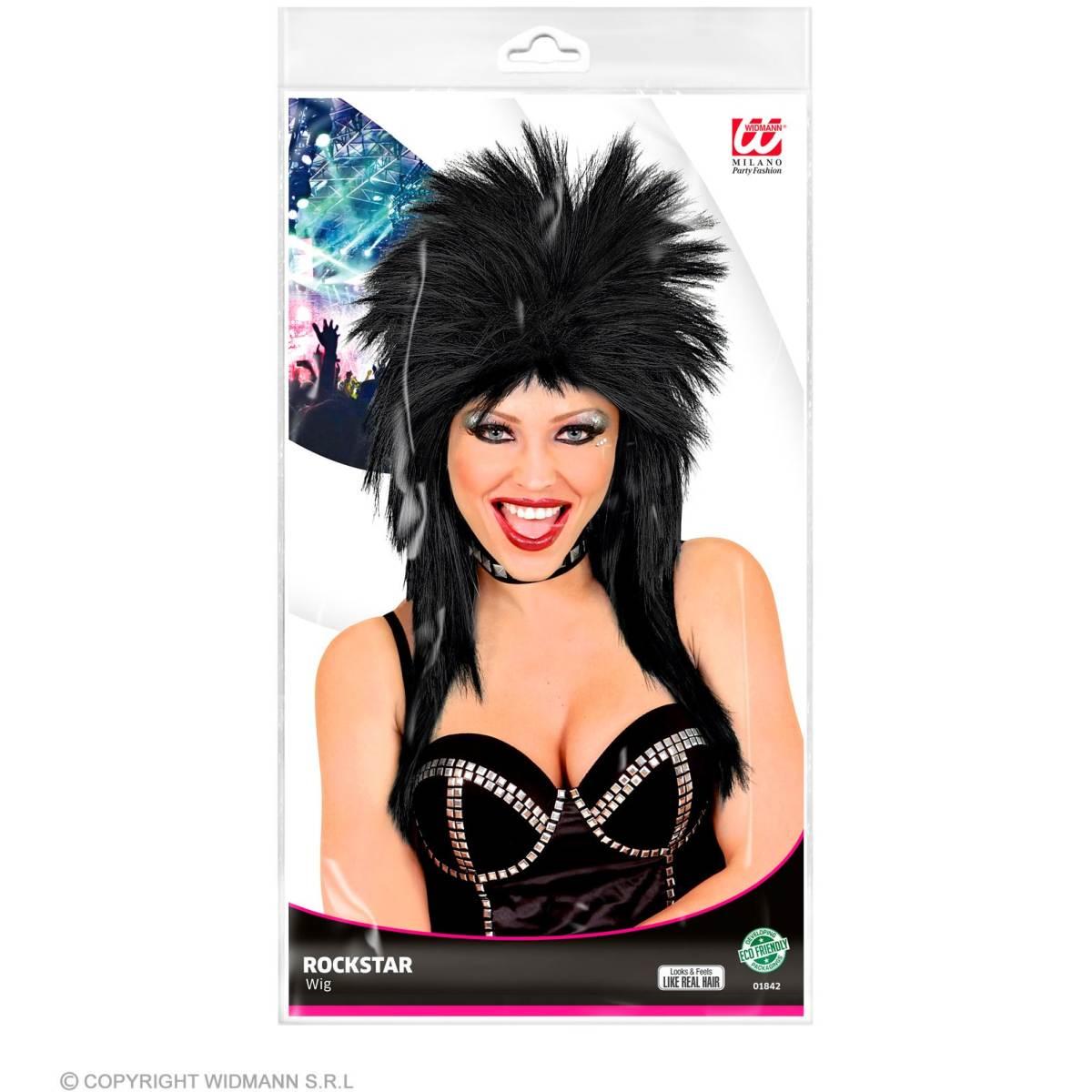 Parrucca punk rock nera cresta
