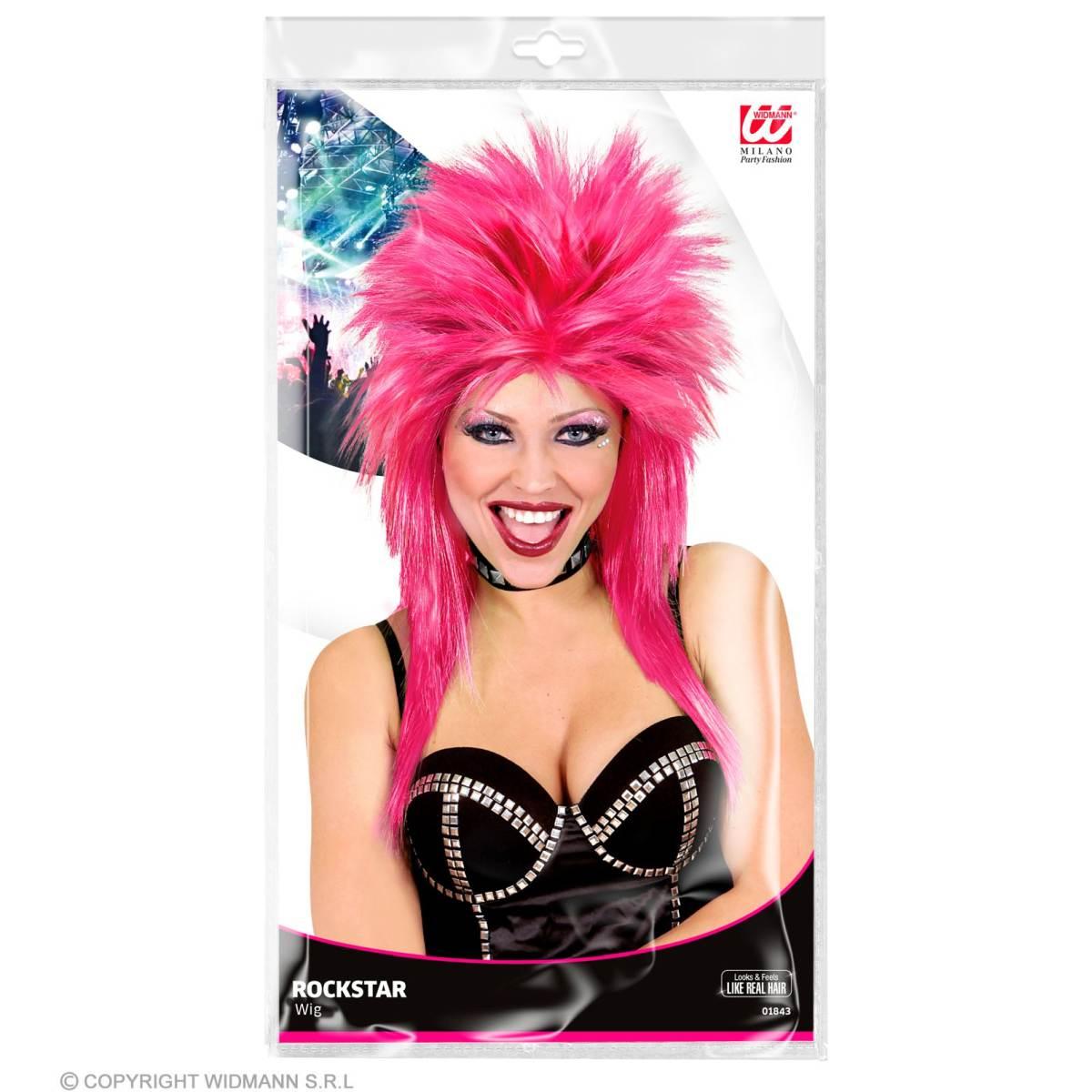 Parrucca punk rock rosa cresta