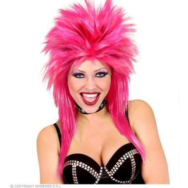 Parrucca punk rock rosa cresta