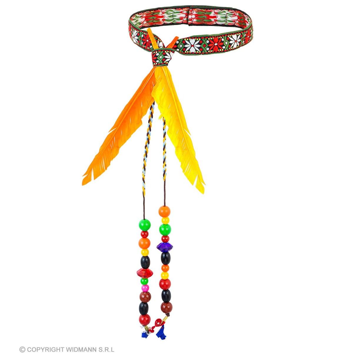 Fascia capelli hippie anni 70 80 perline piume