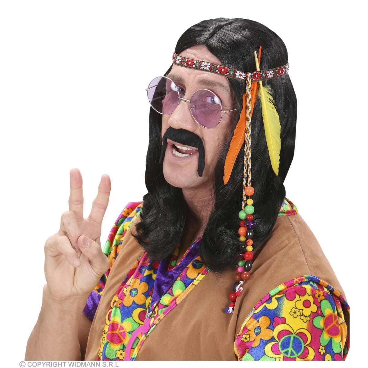 Fascia capelli hippie anni 70 80 perline piume