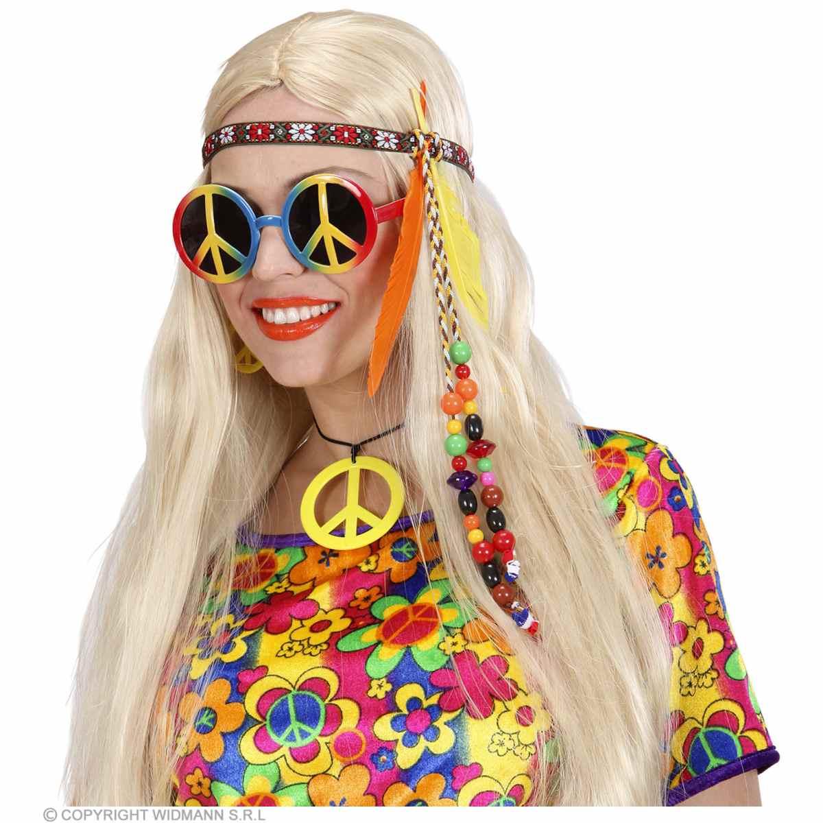 Fascia capelli hippie anni 70 80 perline piume