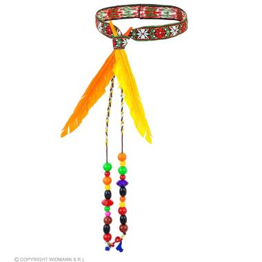 Fascia capelli hippie anni 70 80 perline piume