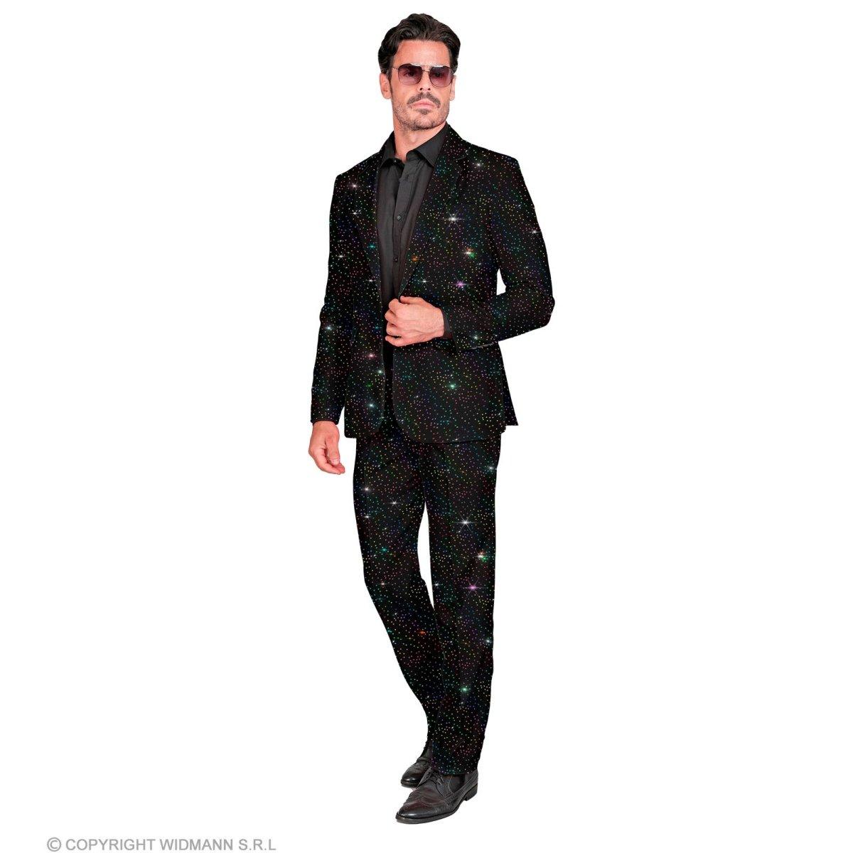 Costume completo party disco nero brillantini