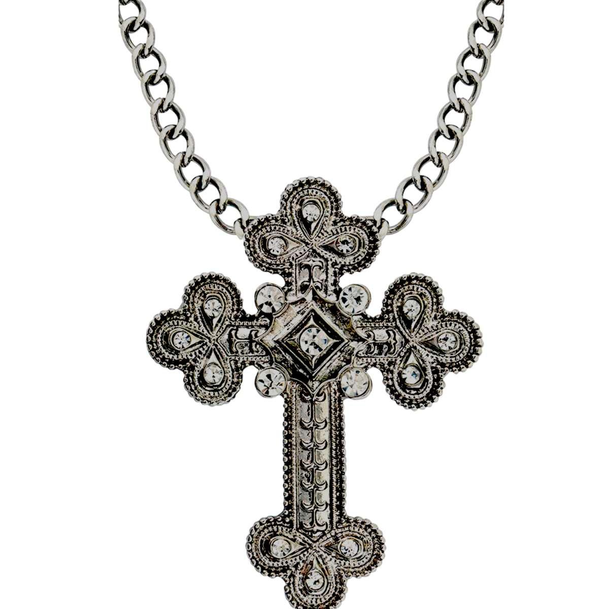Collana metallo croce strass