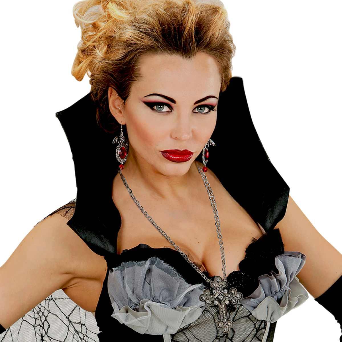 Collana metallo croce strass