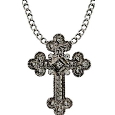 Collana metallo croce strass