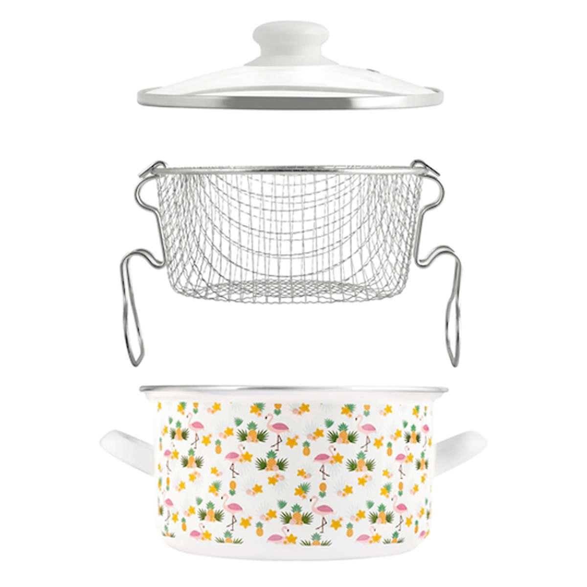 Friggitrice con Cestello Smaltata Flamingo cm.Ø22 | H&H