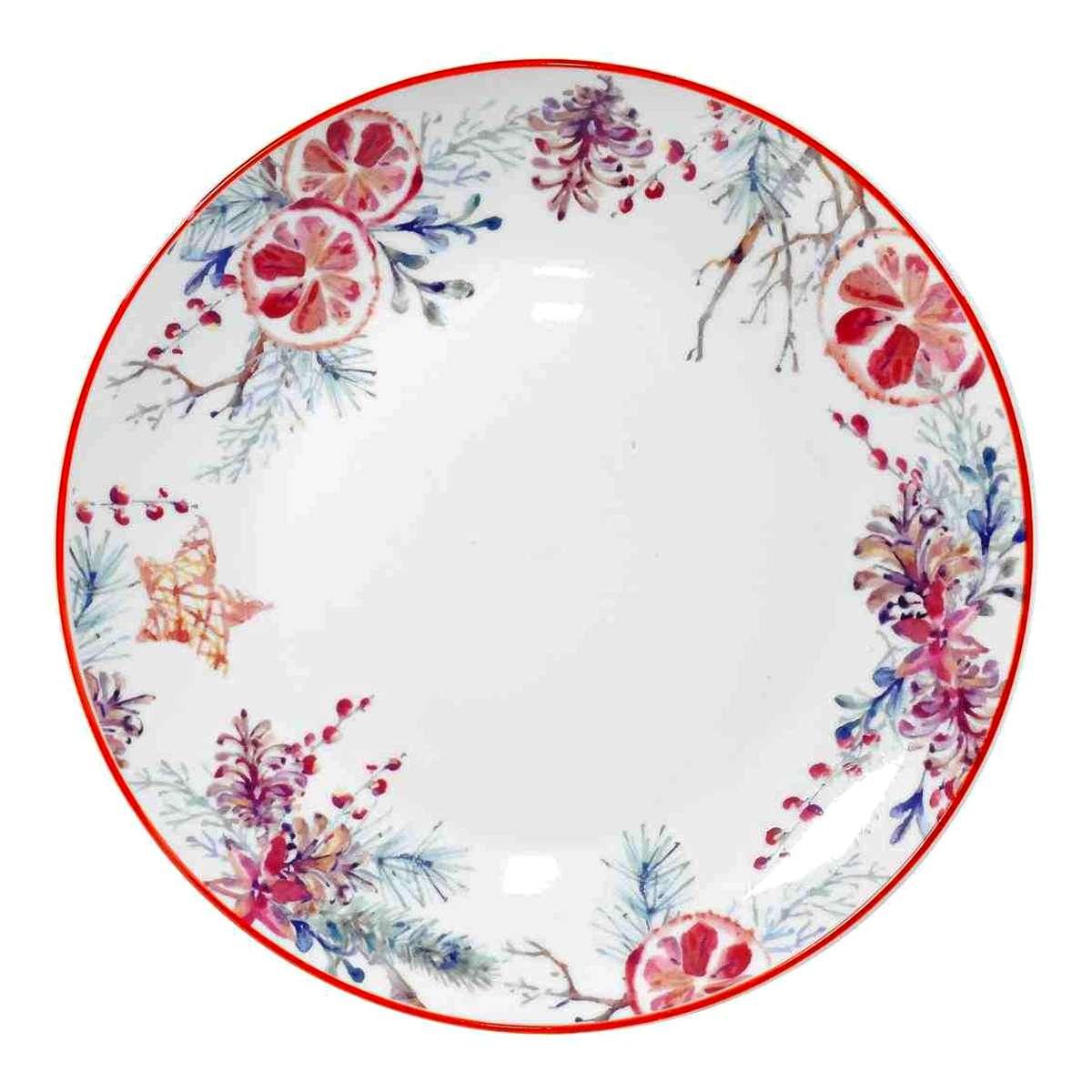 Piatti Servizio Tavola Set pz.18 Natalizio Porcellana Celebration Rosso | H&H