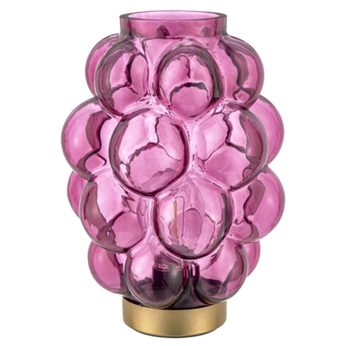 Lampada tavolo led vetro bubble rosa 20 cm