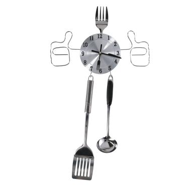Orologio parete metallo posate argento modello a 58 x 33,5 x 4 cm