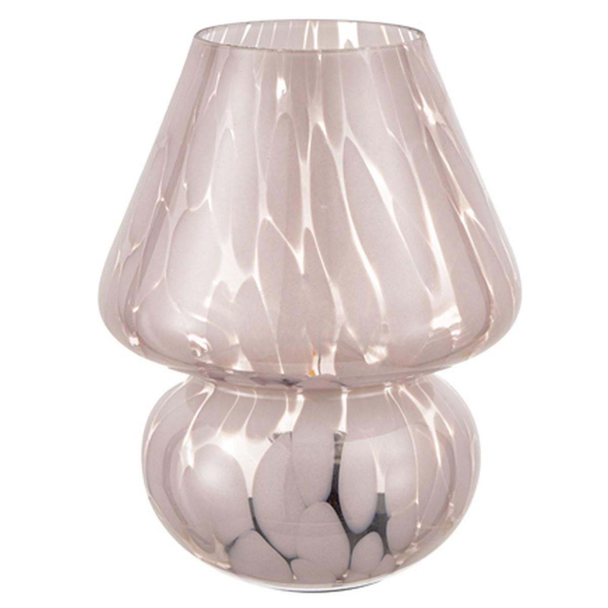 Lampada tavolo led vetro fungo rosa 18 cm
