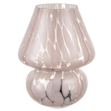 Lampada tavolo led vetro fungo rosa 18 cm