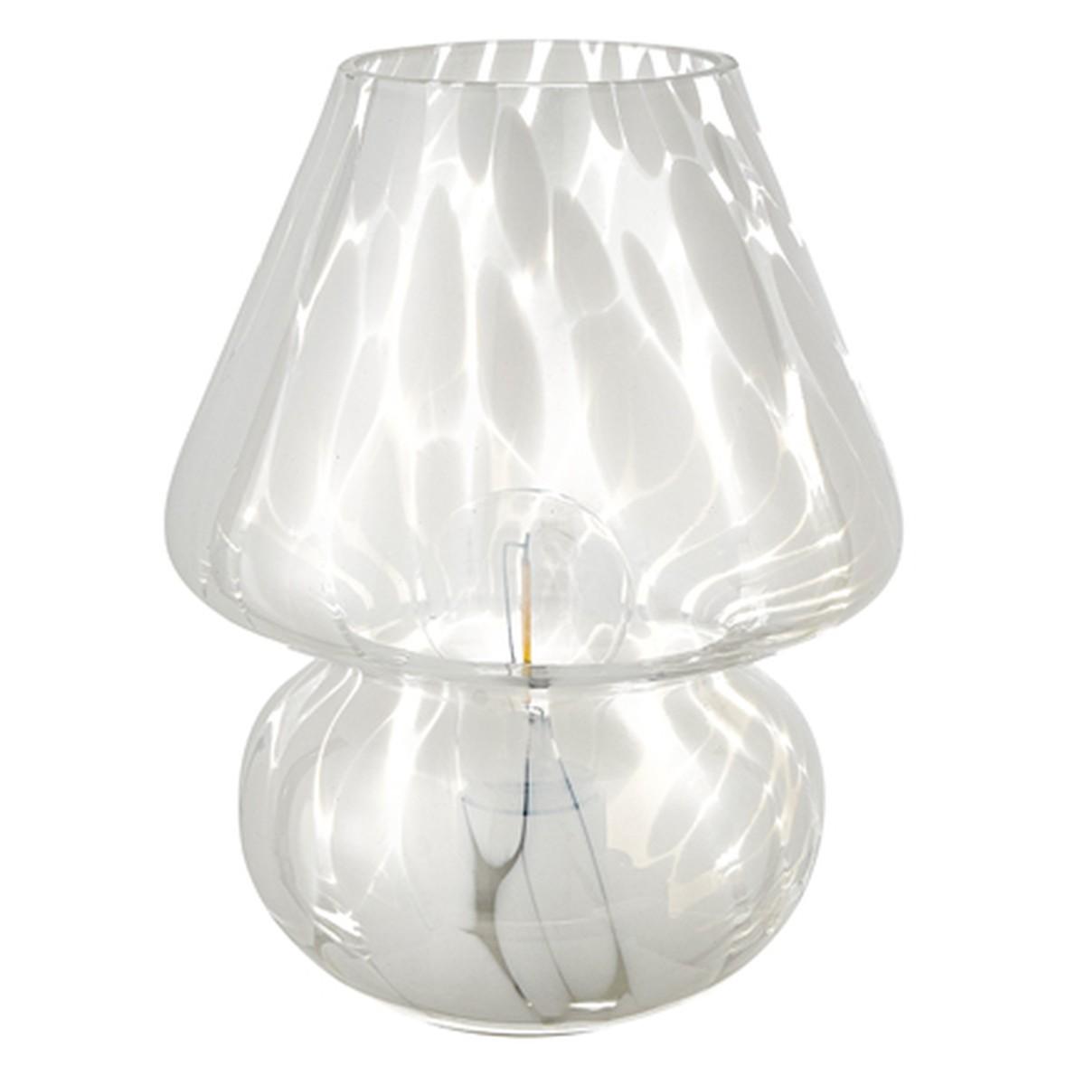 Lampada tavolo led vetro fungo bianco 18 cm