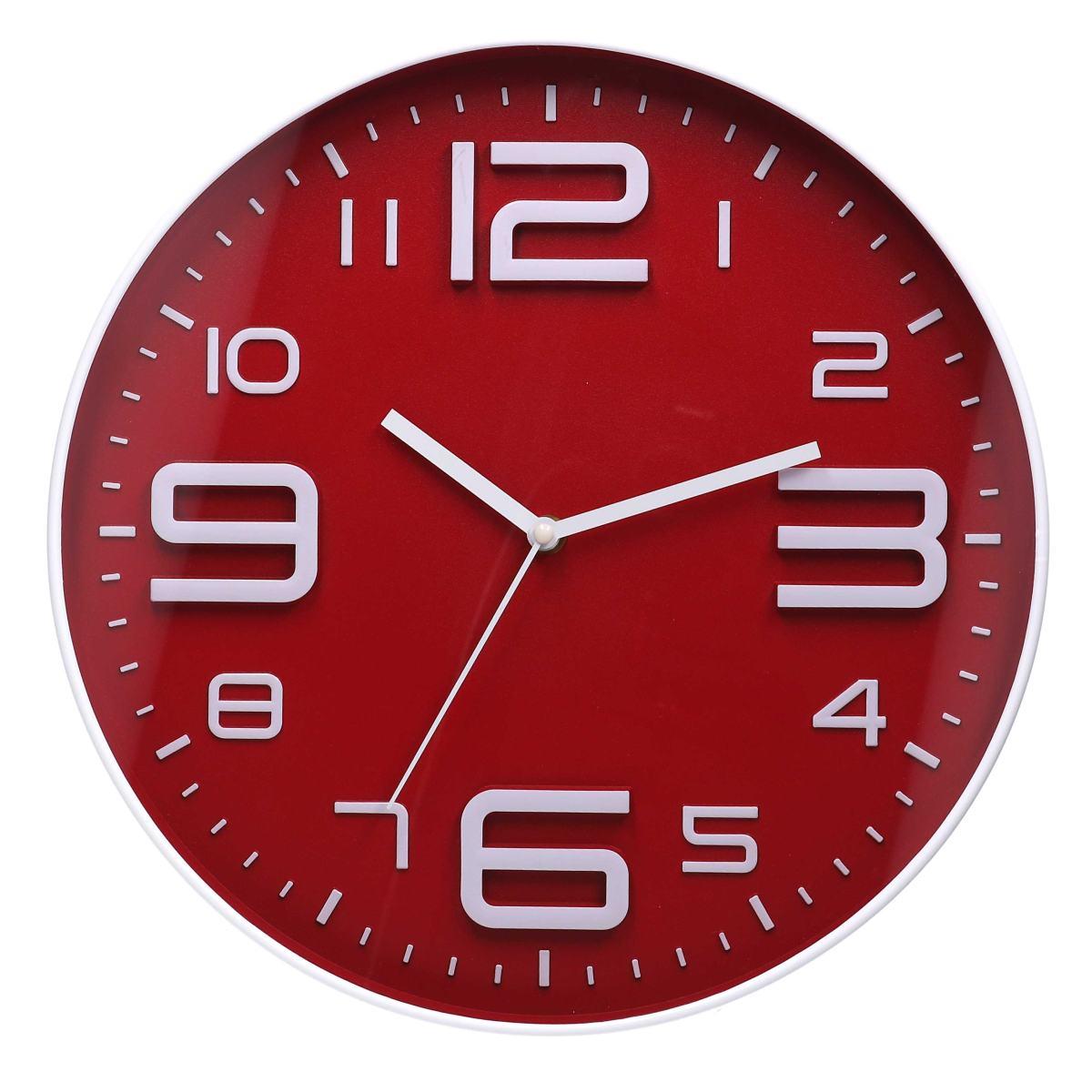 Orologio parete plastica rosso tondo modello a