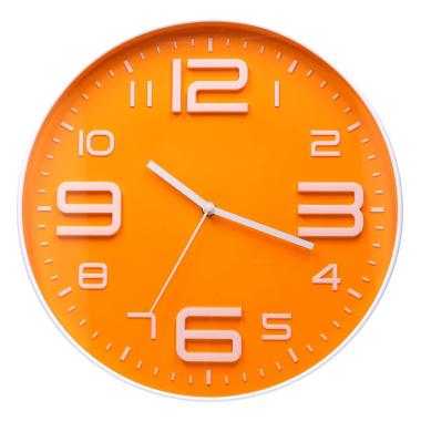 Orologio parete plastica arancione tondo modello a