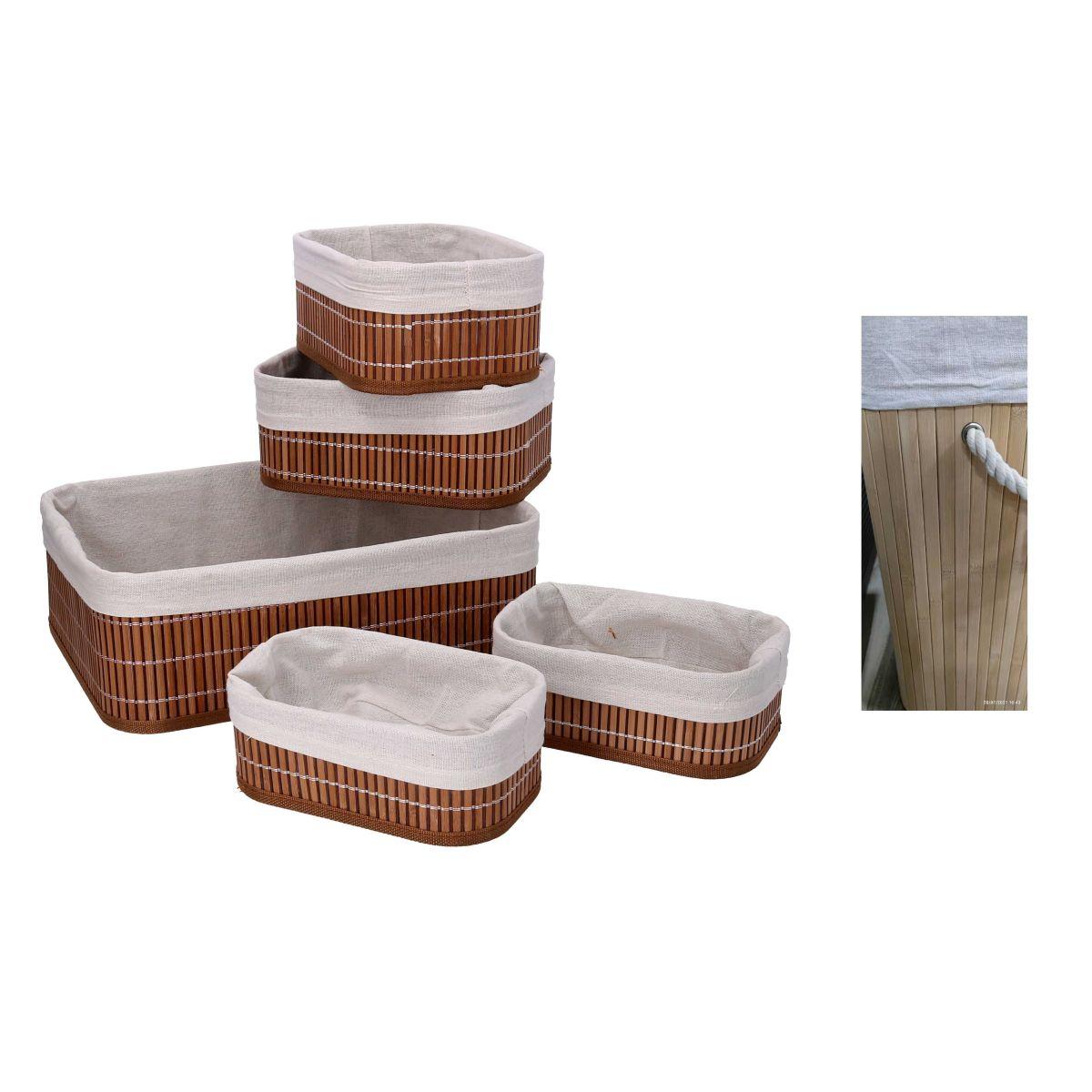 Cesto vimini rettangolare bamb fodera 36 x 26 cm