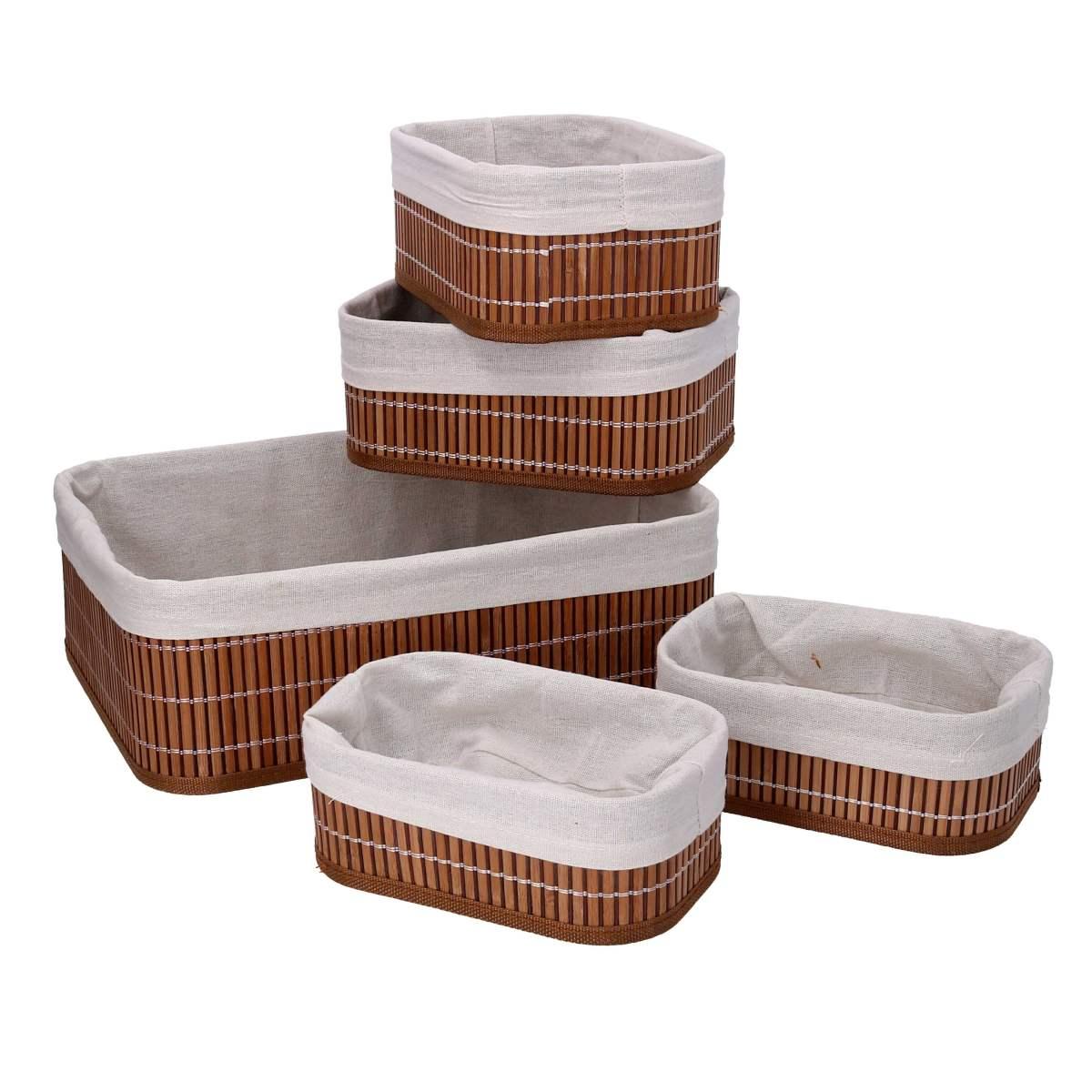 Cesto vimini rettangolare bamb fodera 36 x 26 cm
