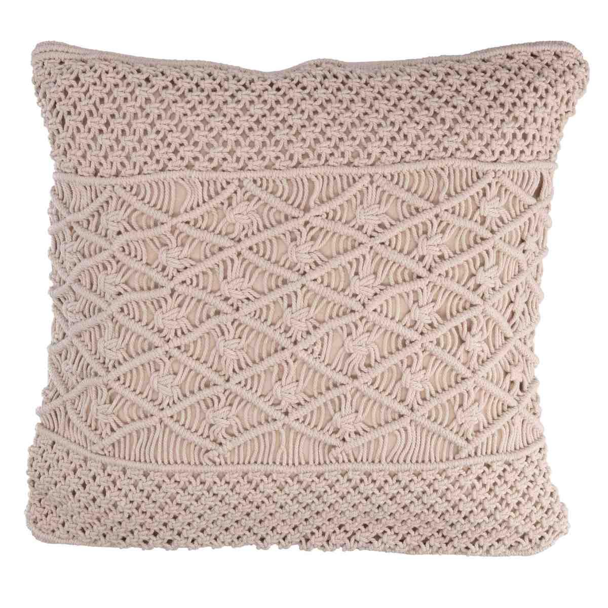 Fodera cuscino macramè bianco 45 x 45 cm
