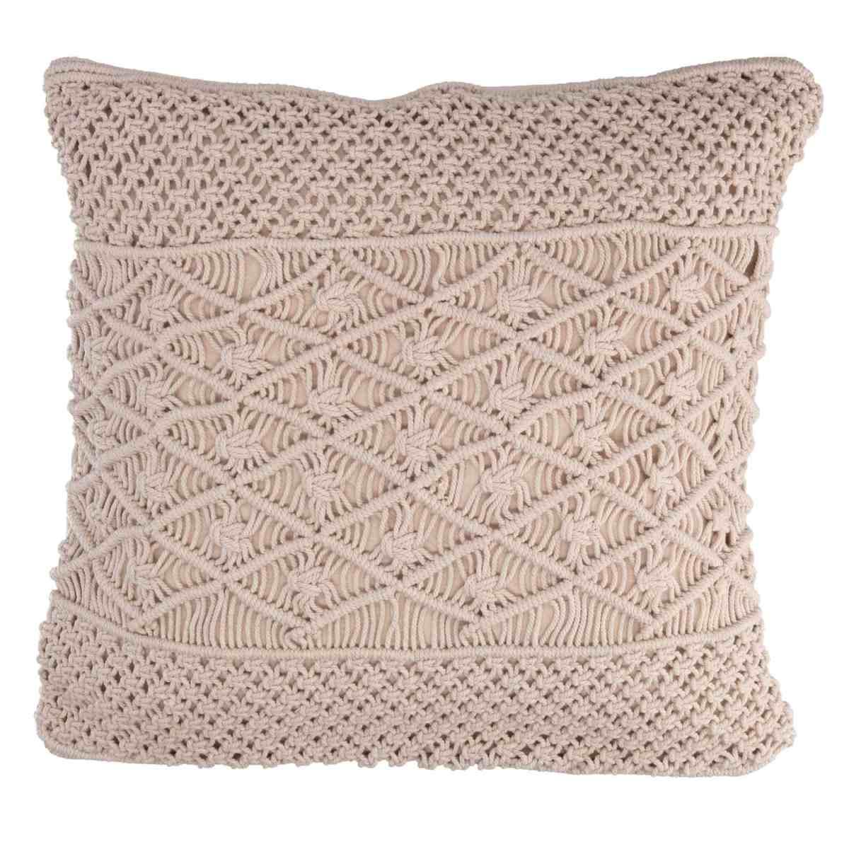 Fodera cuscino macramè bianco 45 x 45 cm
