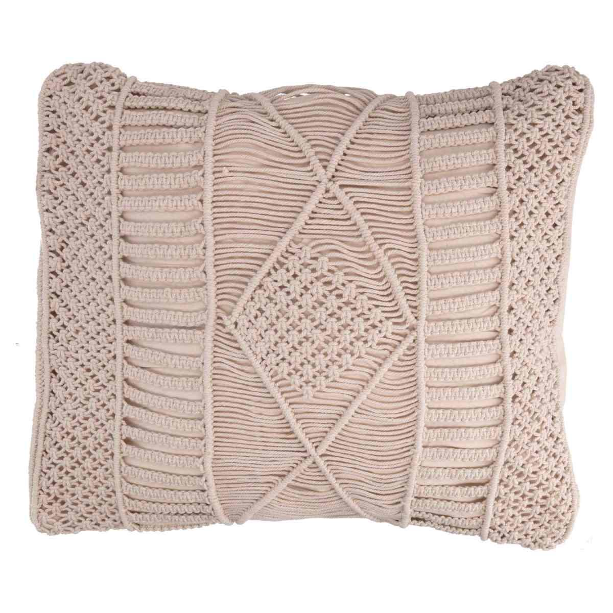 Fodera cuscino macramè bianco 45 x 45 cm