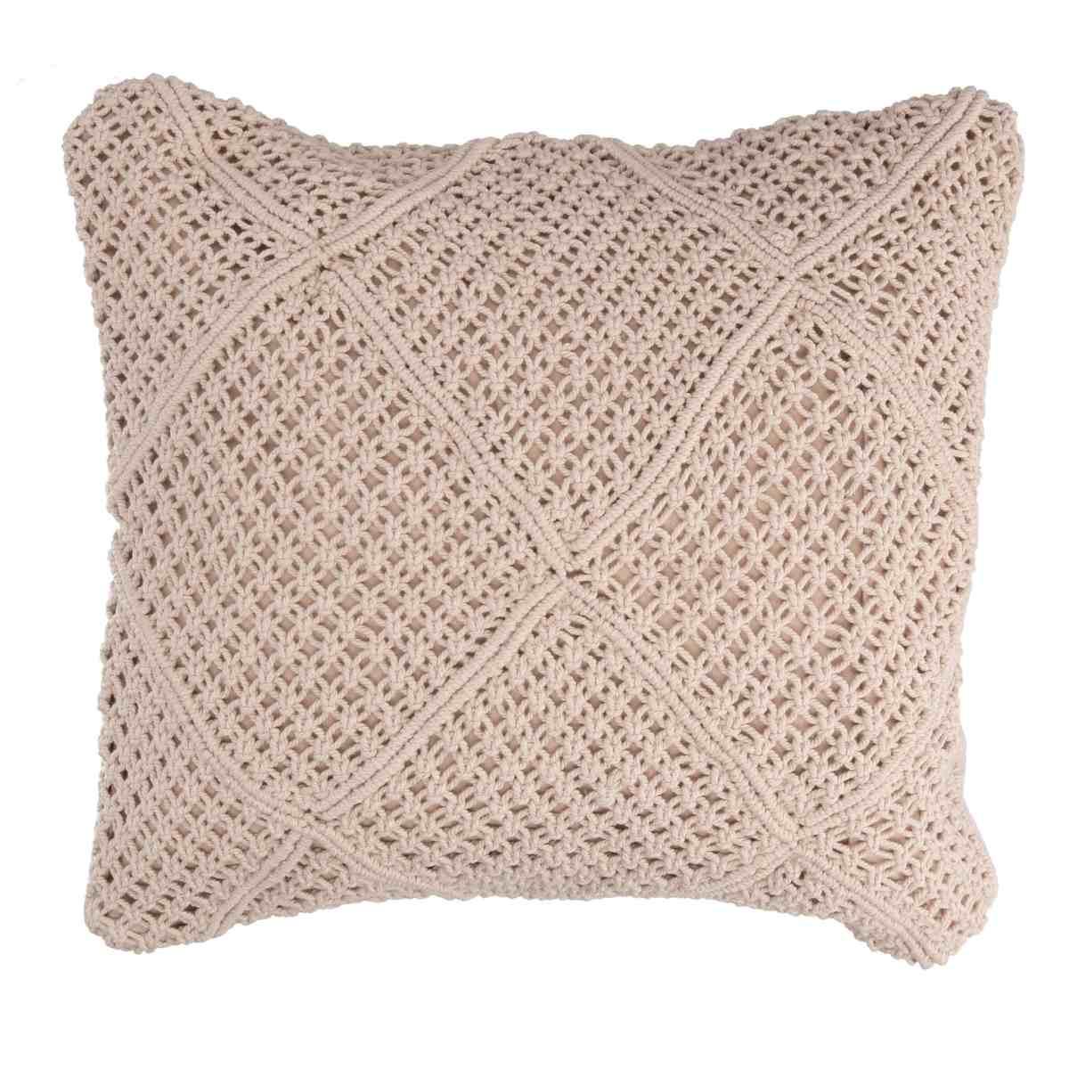 Fodera cuscino macramè bianco 40 x 40 cm