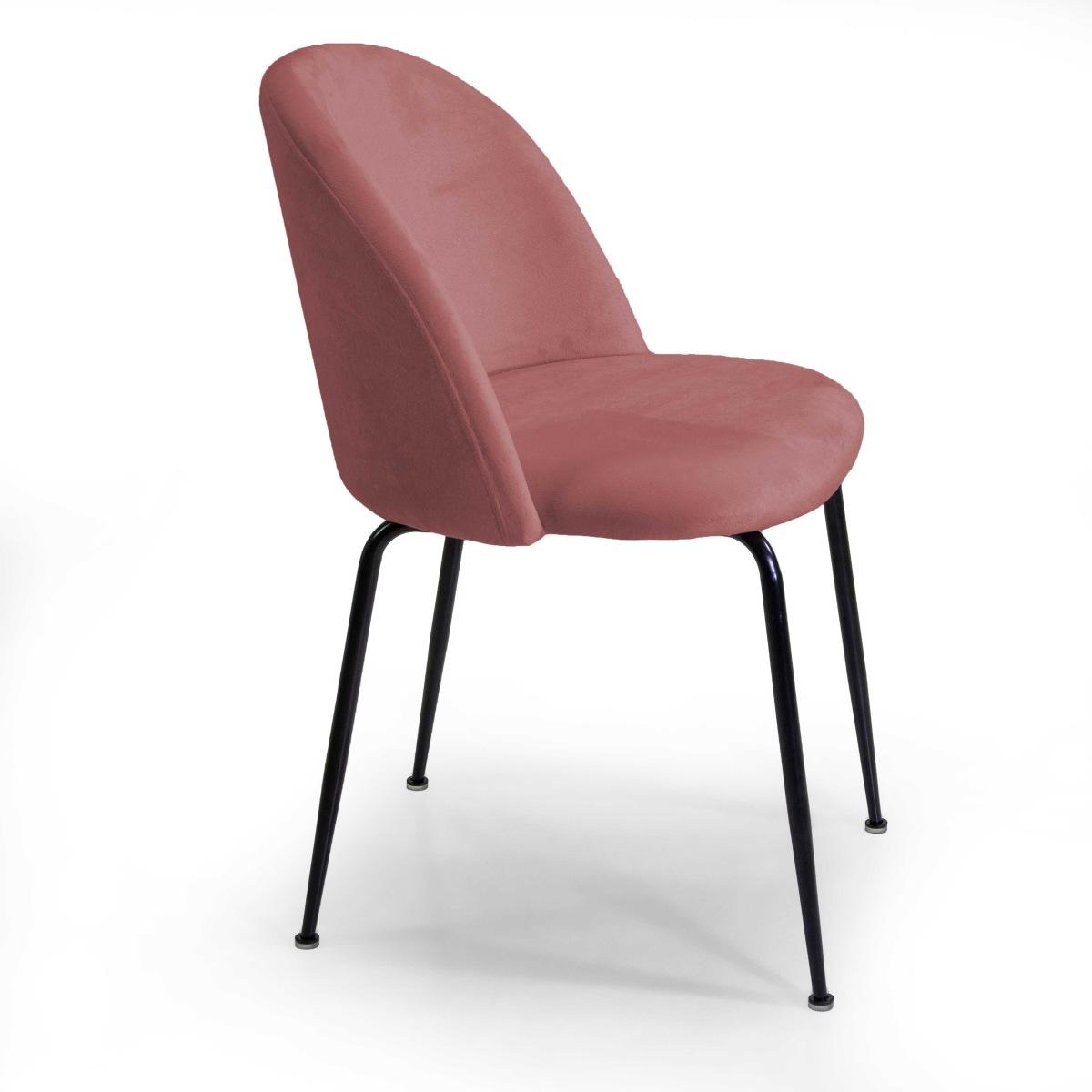 Poltrona velluto sammi rosa struttura nero 50 x 57 cm