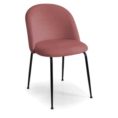 Poltrona velluto sammi rosa struttura nero 50 x 57 cm