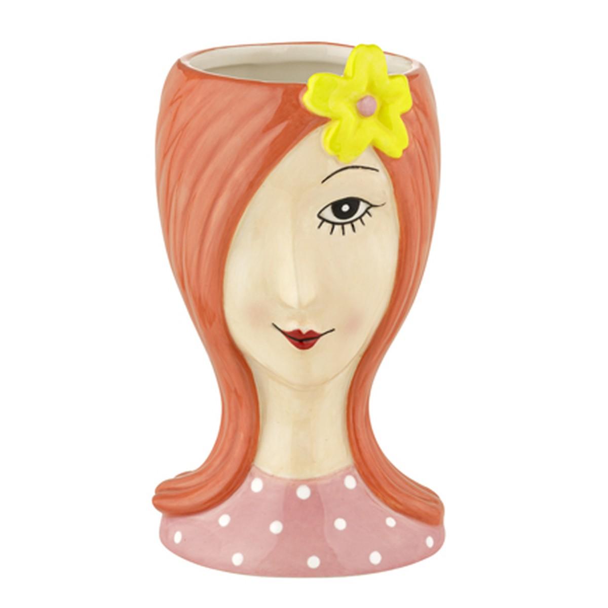 Vaso ceramica girl sister ciuffo 9 x 9 x 17 cm