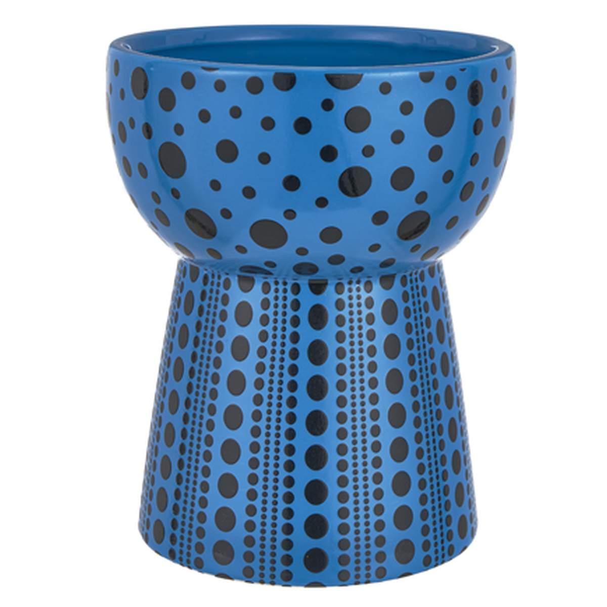 Vaso ceramica blu pois neri