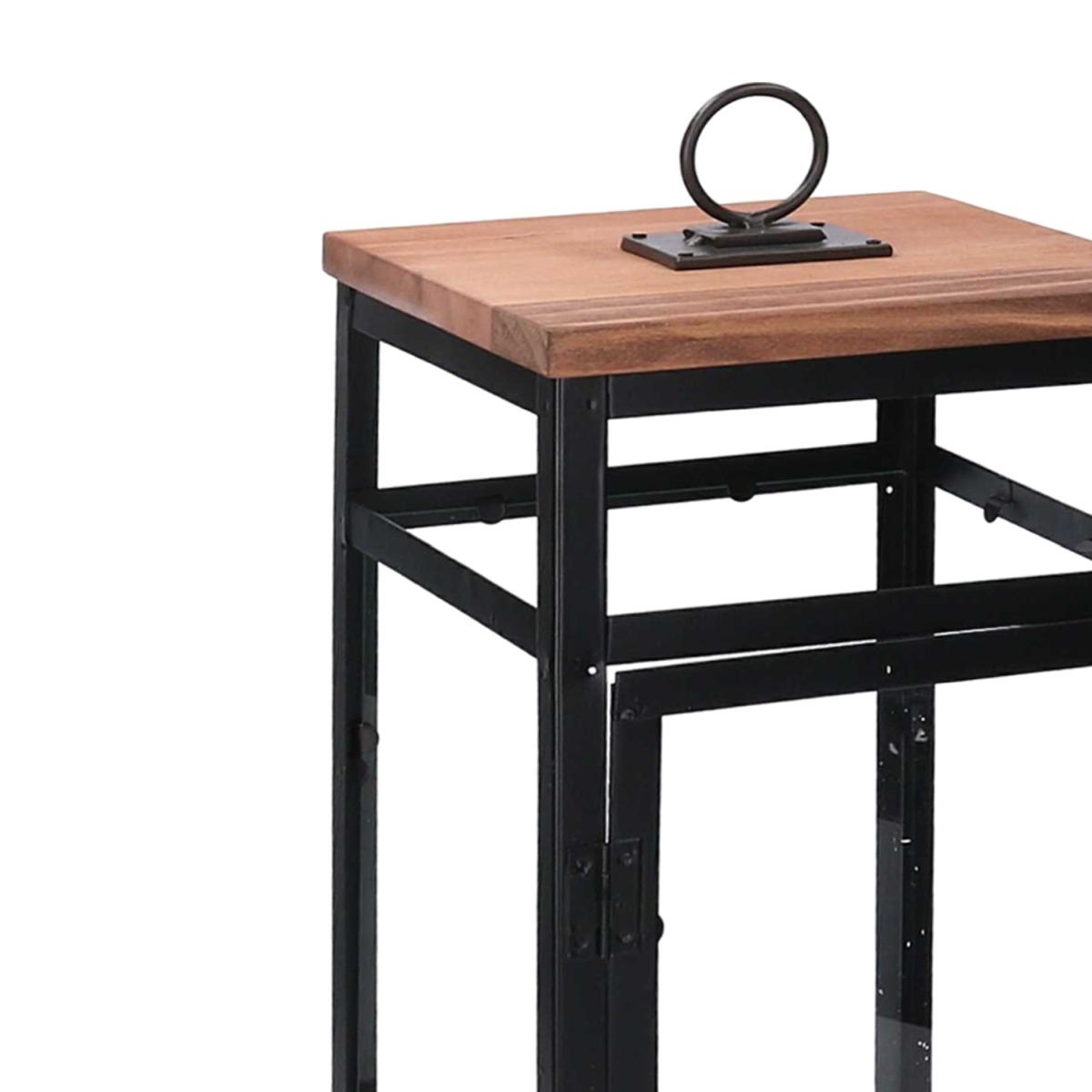 Lanterna legno noce metallo 26 x 26 cm