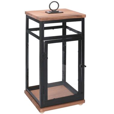 Lanterna legno noce metallo 26 x 26 cm