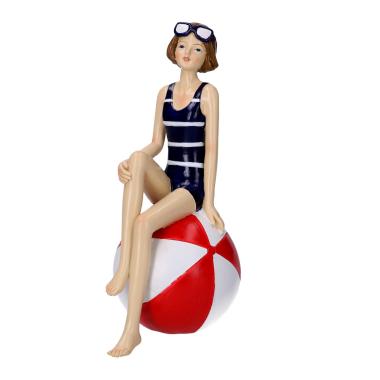 Decorazione mare donna in costume sul pallone resina 11,5 x 8 cm