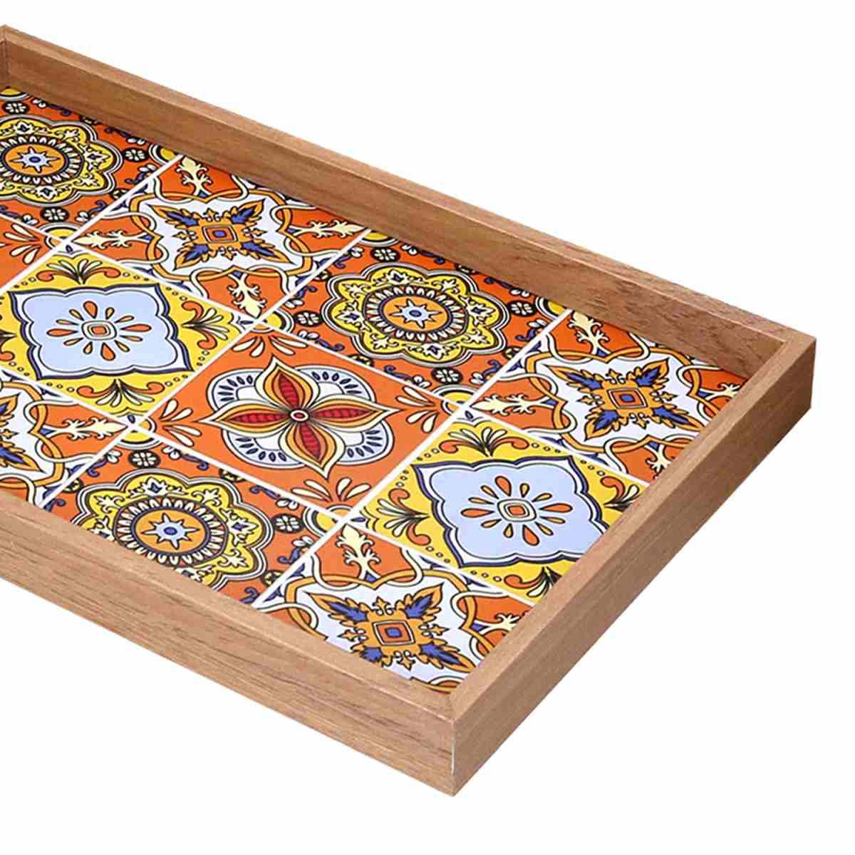 Vassoio Legno Rettangolare Arancione con Bordo Naturale cm.42x27xh3,5 | Vacchetti