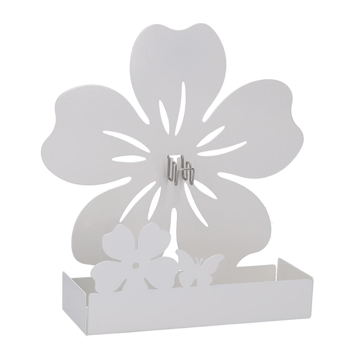 Portazampirone metallo fiore bianco 17 cm