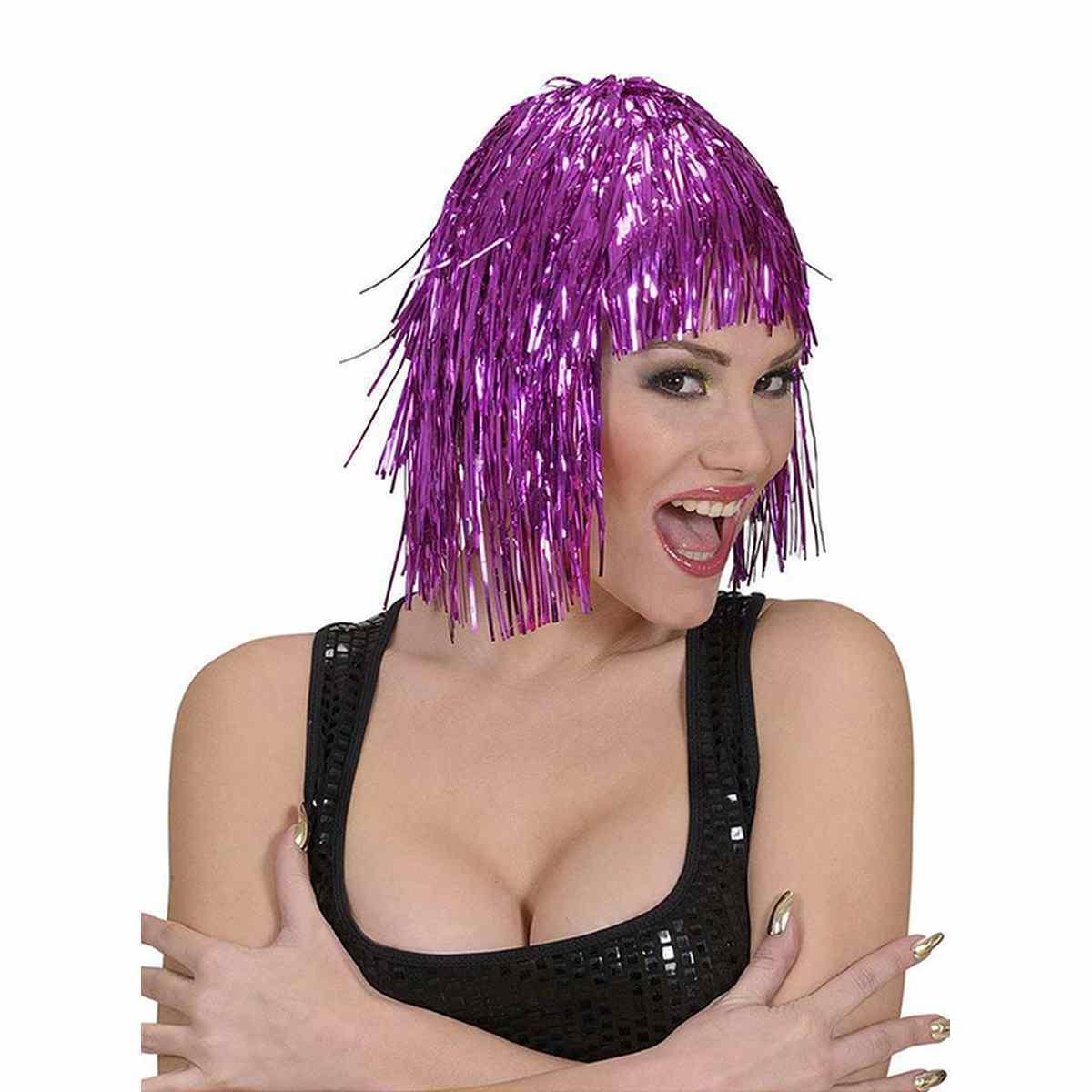 Parrucca disco laminiata frangia 6 colori