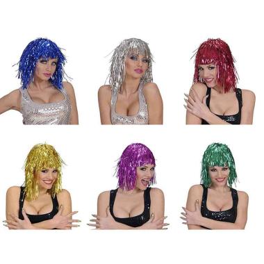 Parrucca disco laminiata frangia 6 colori