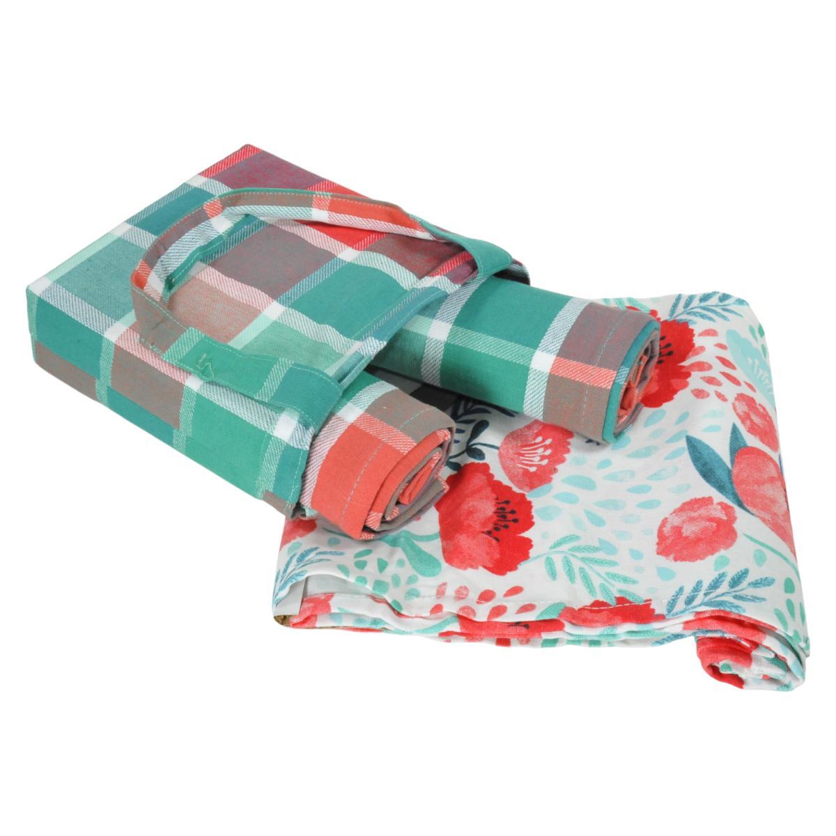 Strofinaccio borsetta tulipani quadri Set 3 pz